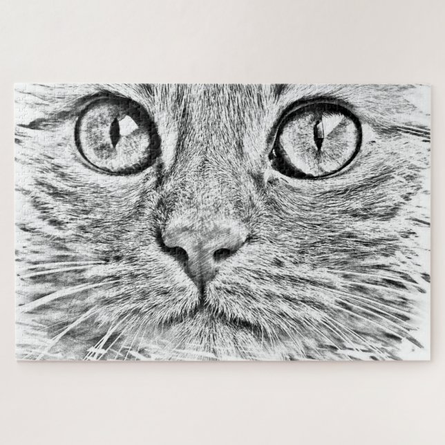 Gato Face Jigsaw Rompecabezas Amo Mascotas (Horizontal)