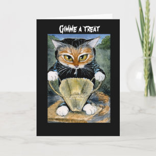 Gato fantasmagórico en tarjeta o la invitación del