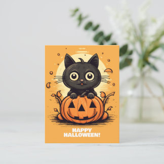Gato feliz de Halloween - Postal de espeluznante g