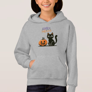 Gato feliz de Halloween y calabaza