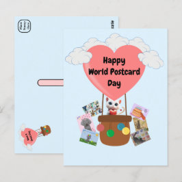 Gato feliz Día Mundial de la Postales en globo pos