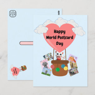 Gato feliz Día Mundial de la Postales en globo pos