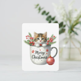 Gato Feliz Navidad en una Taza - Navidad