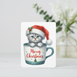 Gato Feliz Navidad en una Taza - Navidad