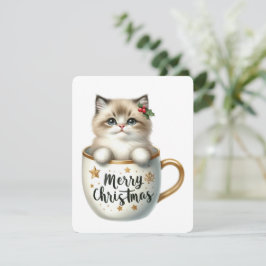 Gato Feliz Navidad en una Taza - Navidad