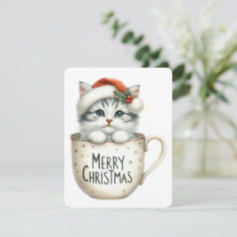 Gato Feliz Navidad en una Taza - Navidad