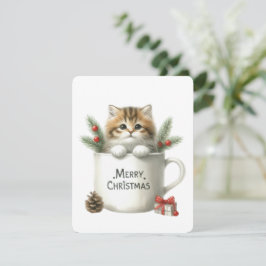 Gato Feliz Navidad en una Taza - Navidad