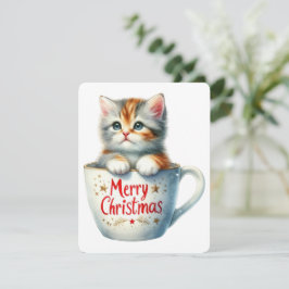 Gato Feliz Navidad en una Taza - Navidad