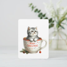 Gato Feliz Navidad en una Taza - Navidad