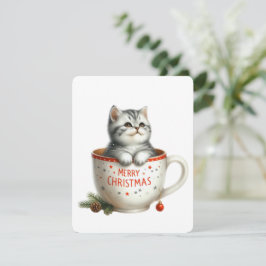 Gato Feliz Navidad en una Taza - Navidad