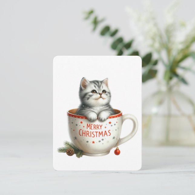 Gato Feliz Navidad en una Taza - Navidad (Anverso de pie)
