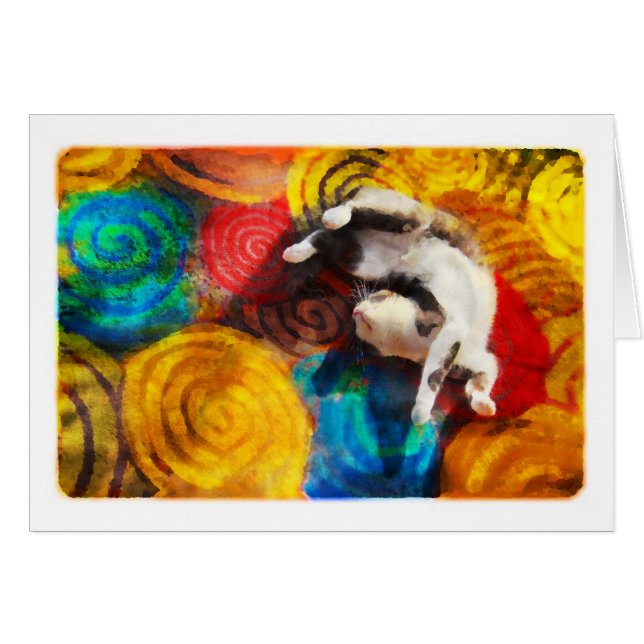 Gato feliz, tarjeta (Anverso (Horizontal))