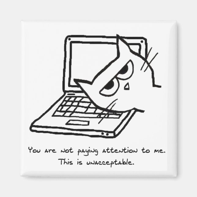 Gato furioso exige atención - Gracioso imán gato (Frente)