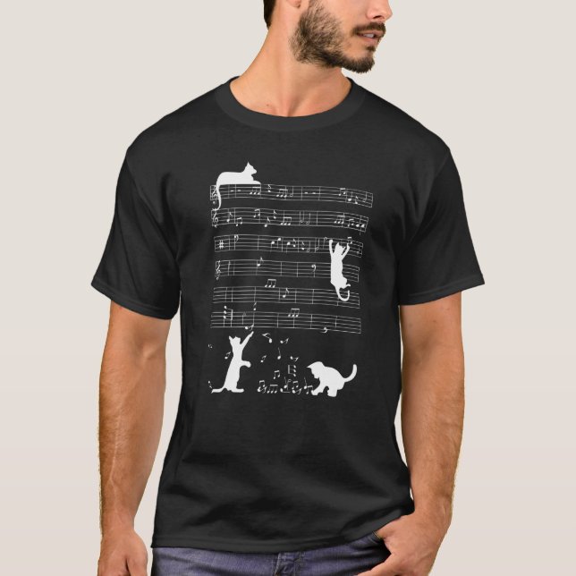 Gato Gatito Camisa Gato Tocando Nota Musical Clave (Anverso)
