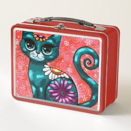 Gato gatito gigante sentado en una alfombra floral