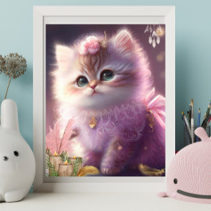 Gato gatito lindo en guardería de arte floral de v