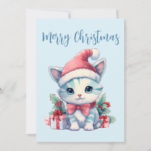 Gato gatito lindo en un sombrero de Santa Navidad
