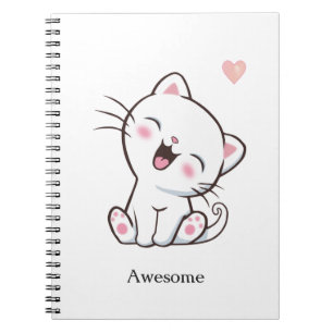 Gato gatito lindo impresionante en cuaderno blanco