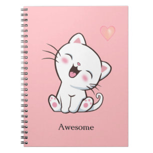 Gato gatito lindo impresionante en una libreta ros