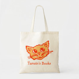 Gato gatito naranja abrazó bolsa de libros de bibl