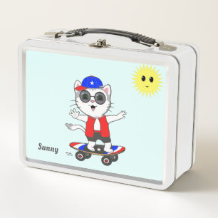 Gato gatito skater feliz lindo y sol
