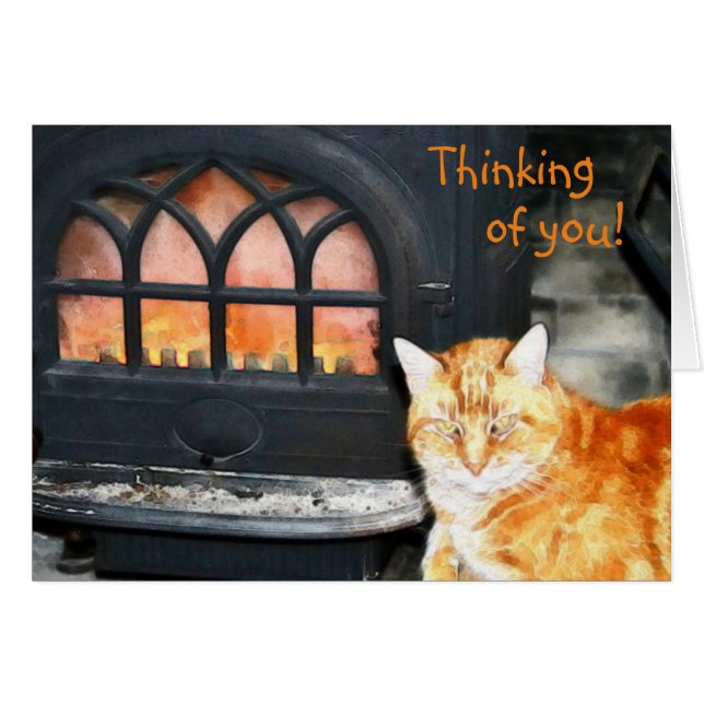 Gato Gato Gatito Pensando En Tu Tarjeta (Anverso (Horizontal))