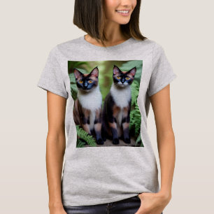 Gato gemelos siameses, camiseta para damas