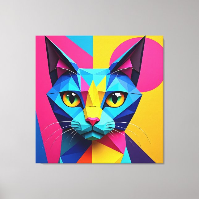 Gato Geométrico de Arte Pop (Anverso)