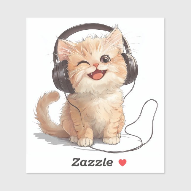 Gato Ginger Cheeky con audífono Pegatina (Hoja)