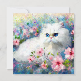 Gato gitano blanco persa ojos azules en flores ros