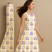 Gato Gordito Lavanda Kawaii Pastel Tela Lindo Esta