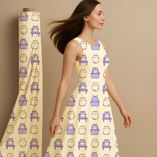 Gato Gordito Lavanda Kawaii Pastel Tela Lindo Esta