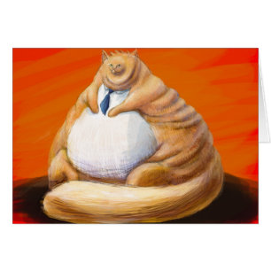 Gato gordo en lazo azul