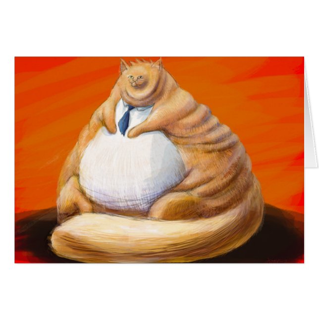 Gato gordo en lazo azul (Anverso (Horizontal))