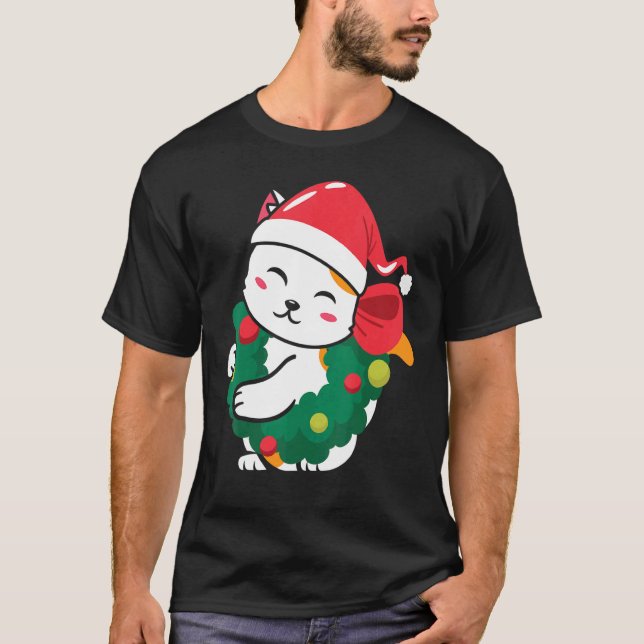 Gato Gorro de Santa Navideño Suéter de Navidad (Anverso)