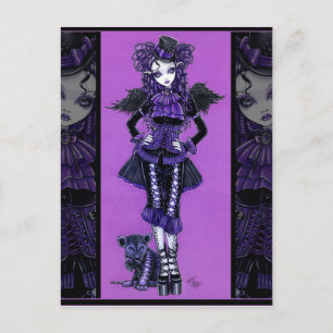 Gato gótico Kitty Purple, tarjeta postal Angel Vic