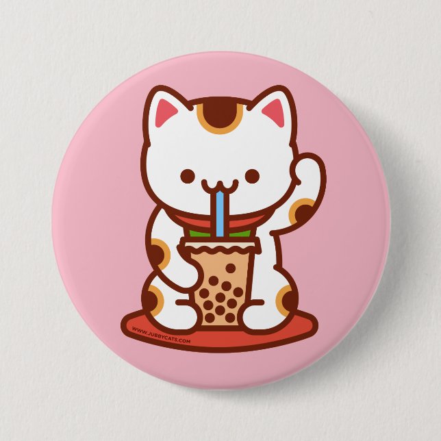 Gato gracioso - Botón - MANEKI-NEKO BOBA KIT-TEA (Anverso)