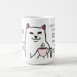 Gato gracioso con café y taza de palabras