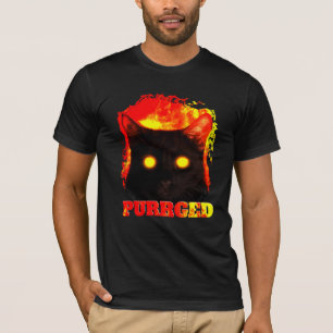 Gato gracioso purgado de la camiseta del ilustraci