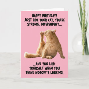 Gato gracioso que filtra su tarjeta de felicitació