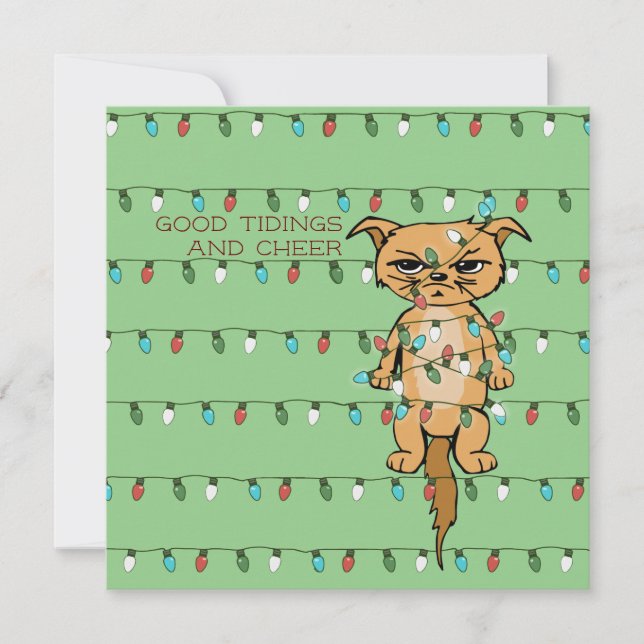 Gato gracioso torcido gitano en Navidad alumbra ve (Anverso)