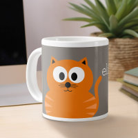 Gato graso Naranja con tazas personalizado