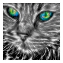 Gato gris de 20" x 20", papel Poster (semibrillant