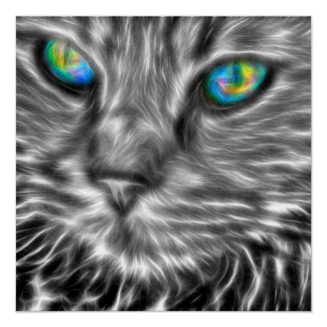 Gato gris de 20" x 20", papel Poster (semibrillant (Anverso)
