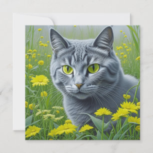 Gato Gris Lindo con Ojos Amarillos Arte de IA