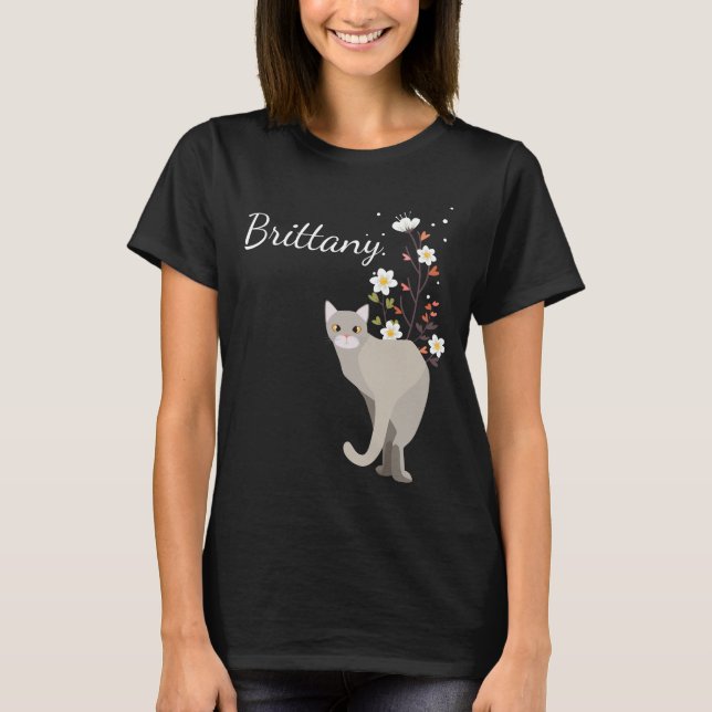 Gato gris precioso en las camisetas de las mujeres (Anverso)