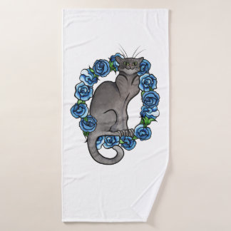 Gato Gris Rosas Azules Caturday Gray Cats