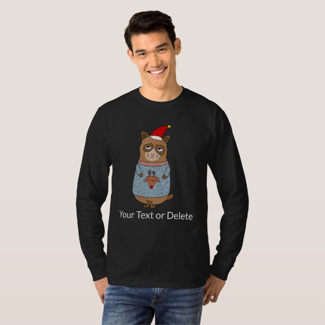 Gato Gruñón Con Suéter Navidad Feo (Anverso completo)