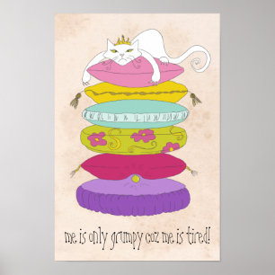 Gato gruñón de la princesa y los posters coloridos