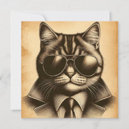 Gato Guay retro en gafas de sol aviador, tarjeta S